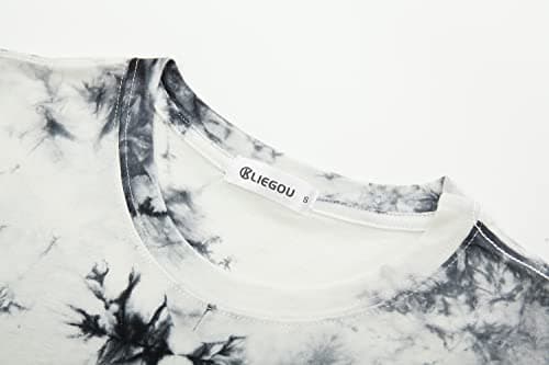 KLIEGOU Mens Hip Hop Tie-Dyed Hipster Curve Hem T-Shirt for Casual Wear Featuring Comfortable Fit and Unique Design in S
