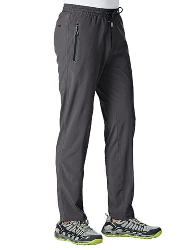 TBMPOY Men's Lightweight Hiking Travel Pants Breathable Athletic Joggers Zipper Pockets  
TBMPOY Men's Lightweight Hikin