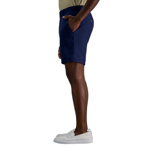 Haggar Men's Cool 18 Pro 4-Way Stretch Expandable Waist Shorts - Straight Fit Flat Front - 7 and 9.5 Inch Inseams - Styl