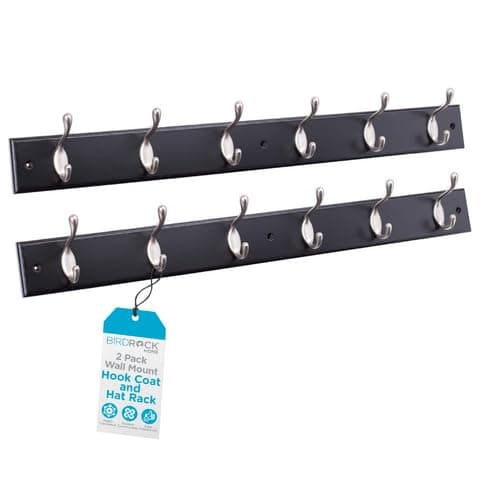 BIRDROCK HOME Dark Brown Hook Coat Rack for Entryway Foyer Hallway - 6 Dual Hanging Hooks 27" Oil Rubbed Bronze