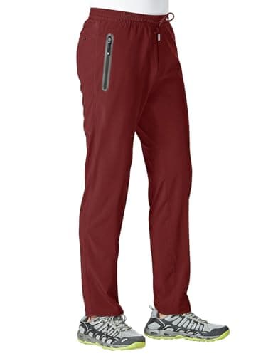 TBMPOY Men's Lightweight Hiking Travel Pants Breathable Athletic Joggers Zipper Pockets  
TBMPOY Men's Lightweight Hikin