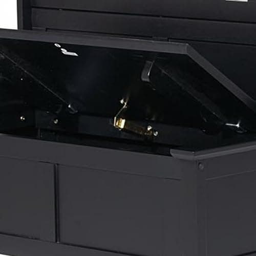 Home Styles Hall Tree and Storage Bench Solid Hardwood Black Finish Safety Hinge Large Brass Hooks
| Home Styles Hall T