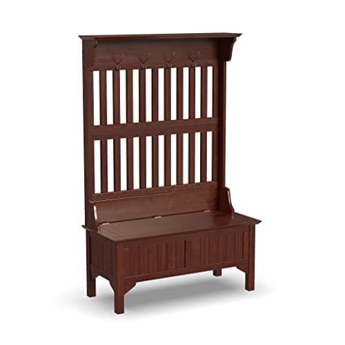 Home Styles Hall Tree and Storage Bench Solid Hardwood Black Finish Safety Hinge Large Brass Hooks
| Home Styles Hall T