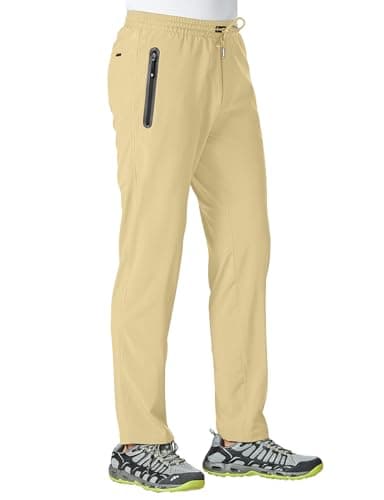TBMPOY Men's Lightweight Hiking Travel Pants Breathable Athletic Joggers Zipper Pockets  
TBMPOY Men's Lightweight Hikin
