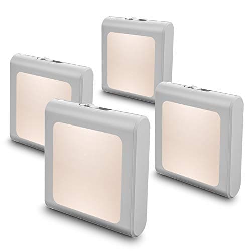 MAZ-TEK Dimmable Led Night Light with Auto Sensor - Soft Warm White for Hallway, Bedroom, Kids Room - 4 Pack