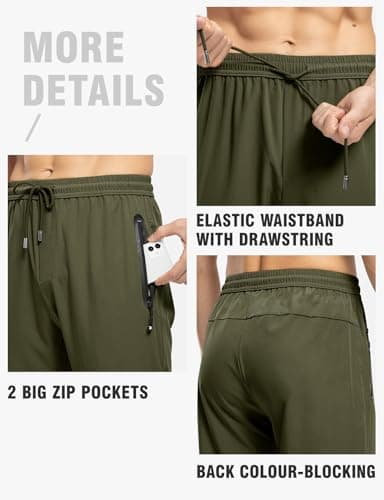 TBMPOY Men's Lightweight Hiking Travel Pants Breathable Athletic Joggers Zipper Pockets  
TBMPOY Men's Lightweight Hikin