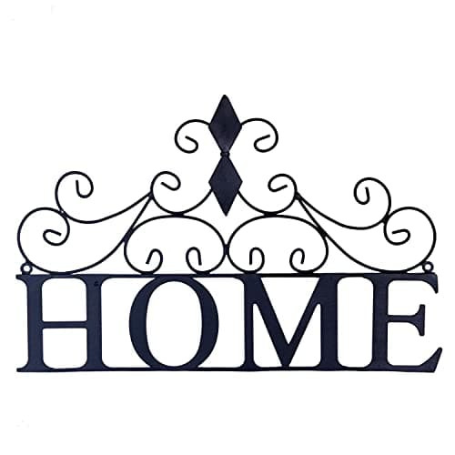 Yamfurvo Scrolled Home Word Wall Decor Black for Bedroom Living Room Dining Room Metal Wall Mounted Plaque Door Art Sign