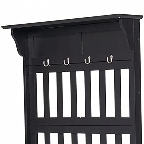Home Styles Hall Tree and Storage Bench Solid Hardwood Black Finish Safety Hinge Large Brass Hooks
| Home Styles Hall T