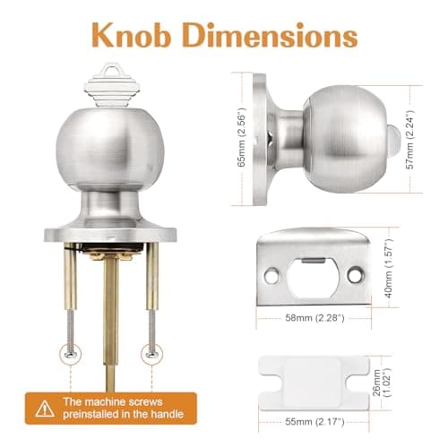 Probrico Brushed Nickel 10 Pack Keyed Alike Entry Knobs with Keys for Single Cylinder Door Lock, Ideal for Home Use