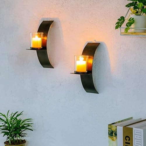 Sziqiqi Black Metallic Wall Mounted Candle Sconces for Hallway Decor, Room Illumination, Elegant Room and Hallway Lighti