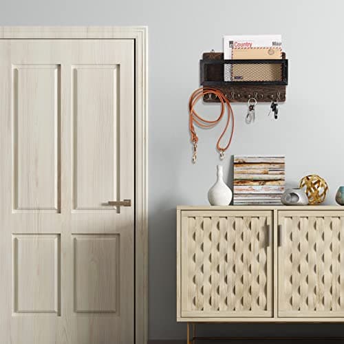 ADILIL Wooden Wall Mount Key Rack Organizer for Entryway and Hallway, Rustic Design with 4 Double Key Hooks, Decorative
