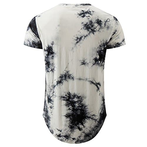 KLIEGOU Mens Hip Hop Tie-Dyed Hipster Curve Hem T-Shirt for Casual Wear Featuring Comfortable Fit and Unique Design in S