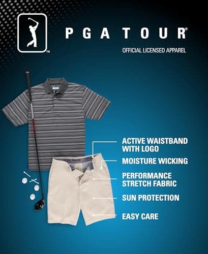PGA TOUR Men's 9" Flat Front Golf Shorts with Active Waistband for Big & Tall Size 30-44
| PGA TOUR Men's 9" Flat Front