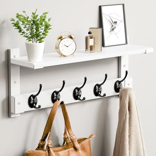 Wall Hooks with Shelf for Coat Rack Hanging in Entryway, Living Room, and Bedroom
| Coat Backpack Key Hanger Wall Mount