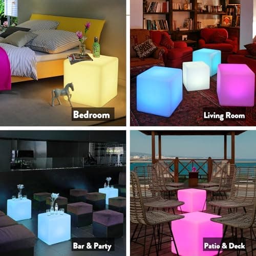 Mr.Go 16-inch Rechargeable LED Cube Chair Light for Home and Patios
| Color Changing 16-inch LED Cube Table with Remote