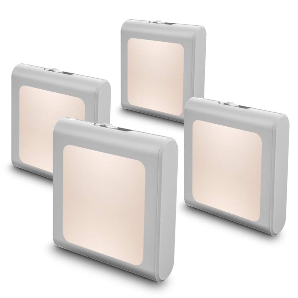 MAZ-TEK Dimmable Led Night Light with Auto Sensor - Soft Warm White for Hallway, Bedroom, Kids Room - 4 Pack