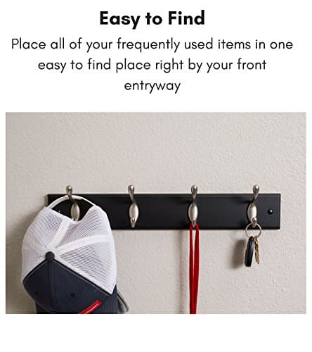 BIRDROCK HOME Oval Hook Coat and Hat Rack - Decorative Home Storage - Bedroom Bathroom Entryway Foyer Hallway - Black Fi