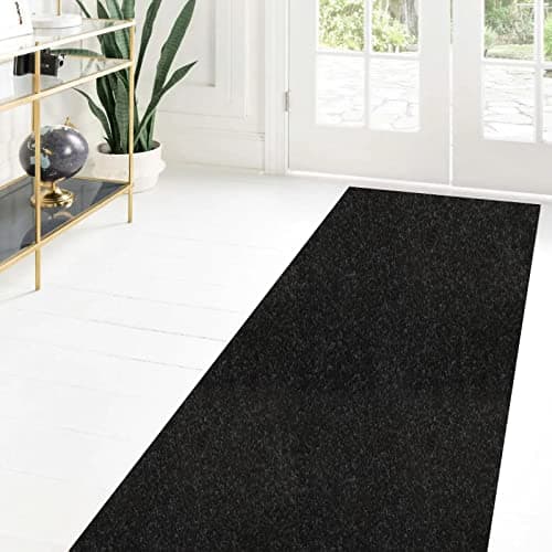 ZGR Custom Size Runner Rug 2 ft x 6 ft Gray with Black Stripe Non-Slip Rubber Backing for Hallway Kitchen Garage Laundry