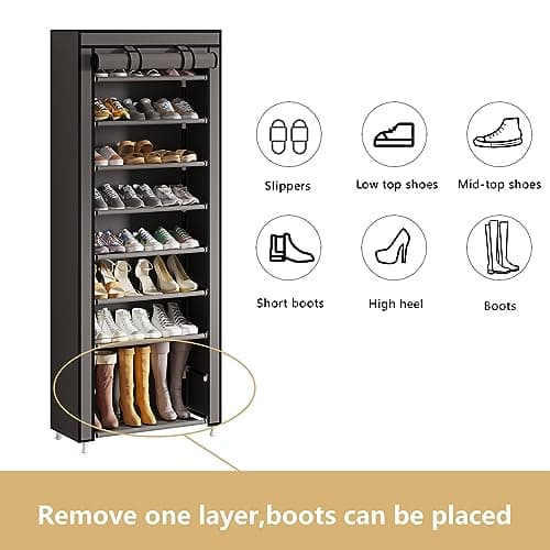 Calmootey 9 Tier Shoe Organizer for Closet Hallway Grey
Calmootey Portable Shoe Shelf with Nonwoven Fabric Cover Grey
Ca
