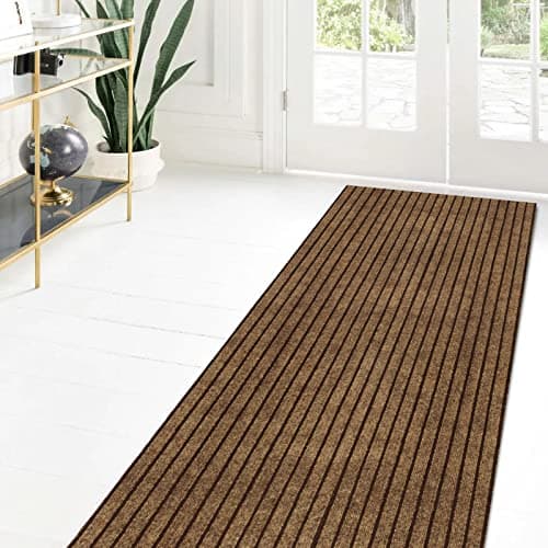 ZGR Custom Size Runner Rug 2 ft x 6 ft Gray with Black Stripe Non-Slip Rubber Backing for Hallway Kitchen Garage Laundry