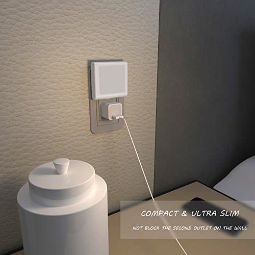 MAZ-TEK Auto Dusk to Dawn Sensing Plug-in Night Light, Adjustable Brightness Warm White 2 Pack for Hallway and Bedroom