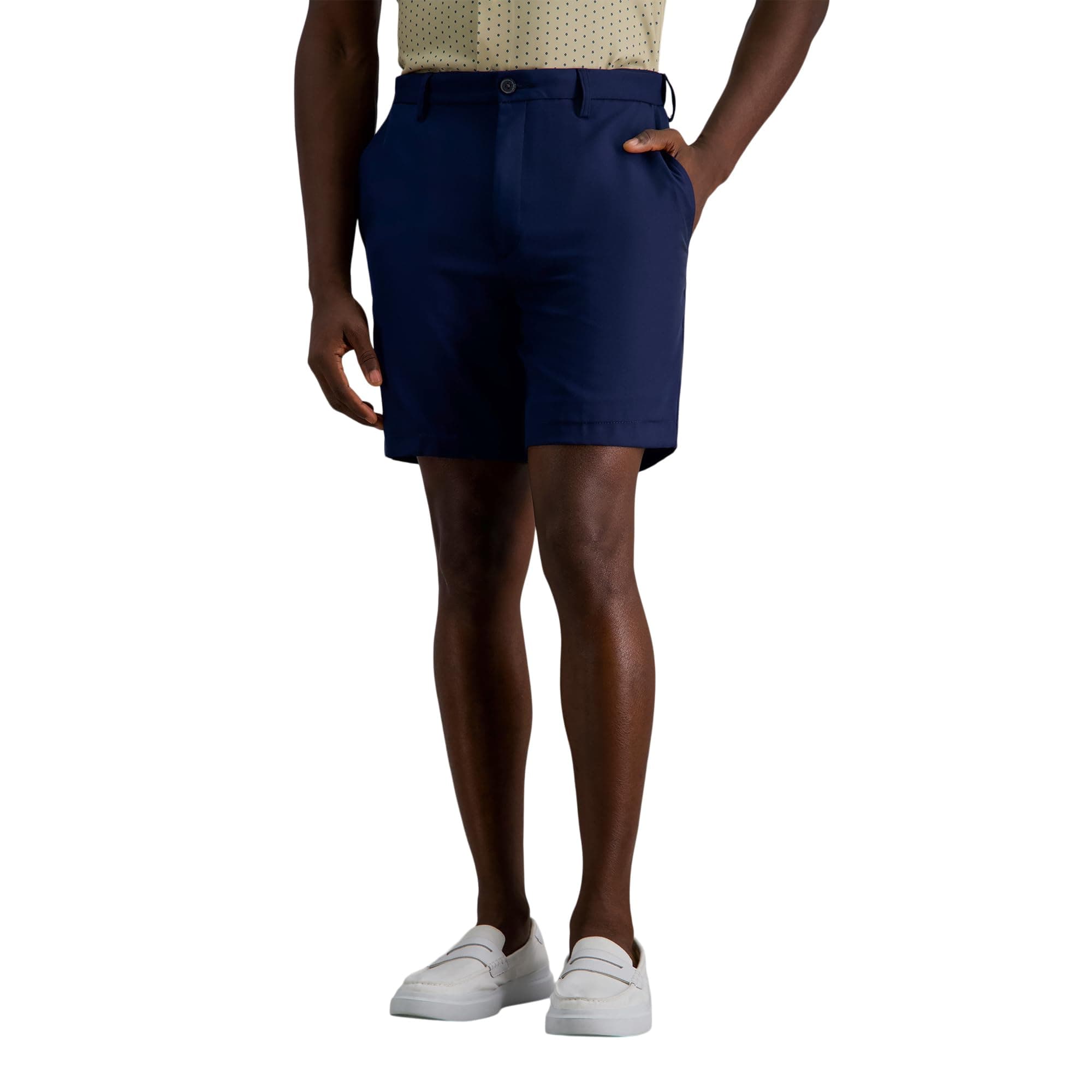 Haggar Men's Cool 18 Pro 4-Way Stretch Expandable Waist Shorts - Straight Fit Flat Front - 7 and 9.5 Inch Inseams - Styl
