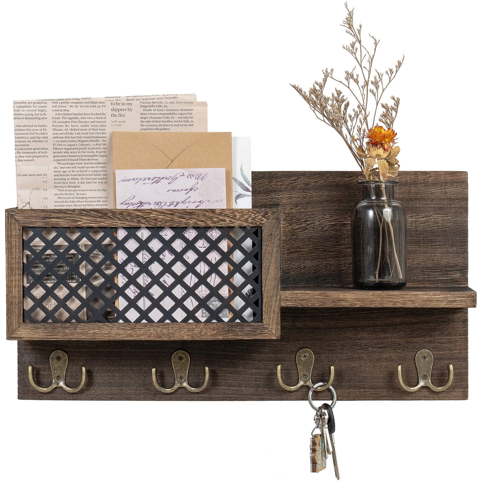 Dahey Key Holder Wall Mounted Mail Holder Bronze for Wall Entryway Rustic Home Decor Rustic Home Decor Key Holder for En